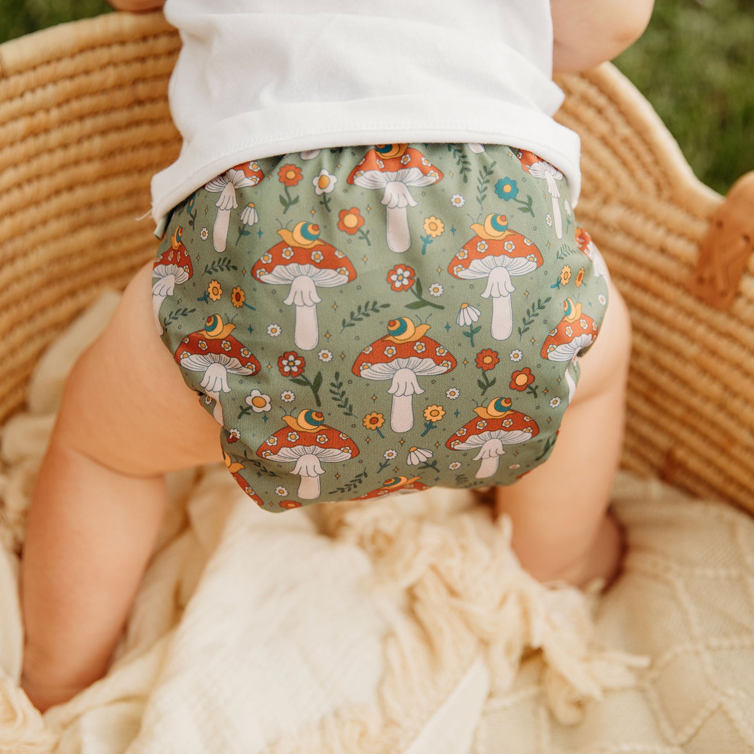 Floral: Essentials Pocket Cloth Diaper with Athletic Wicking Jersey, Grows with your Baby