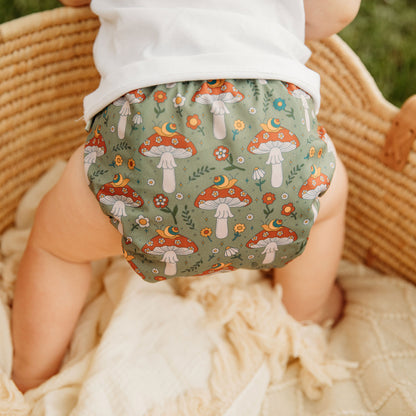 Floral: Essentials Pocket Cloth Diaper with Athletic Wicking Jersey, Grows with your Baby