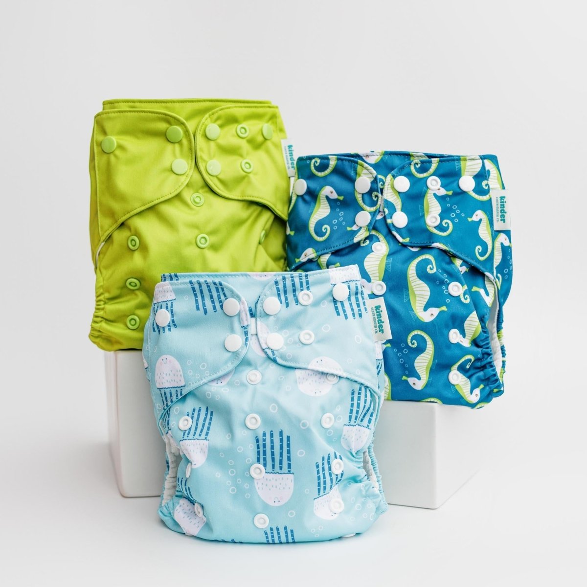 Seahorse Splendor - Modern - Cloth - Diapers - Pocket Diaper - Kinder Cloth Diaper Co. - Pittsburgh - Based - Small - Business - Woman - Owned