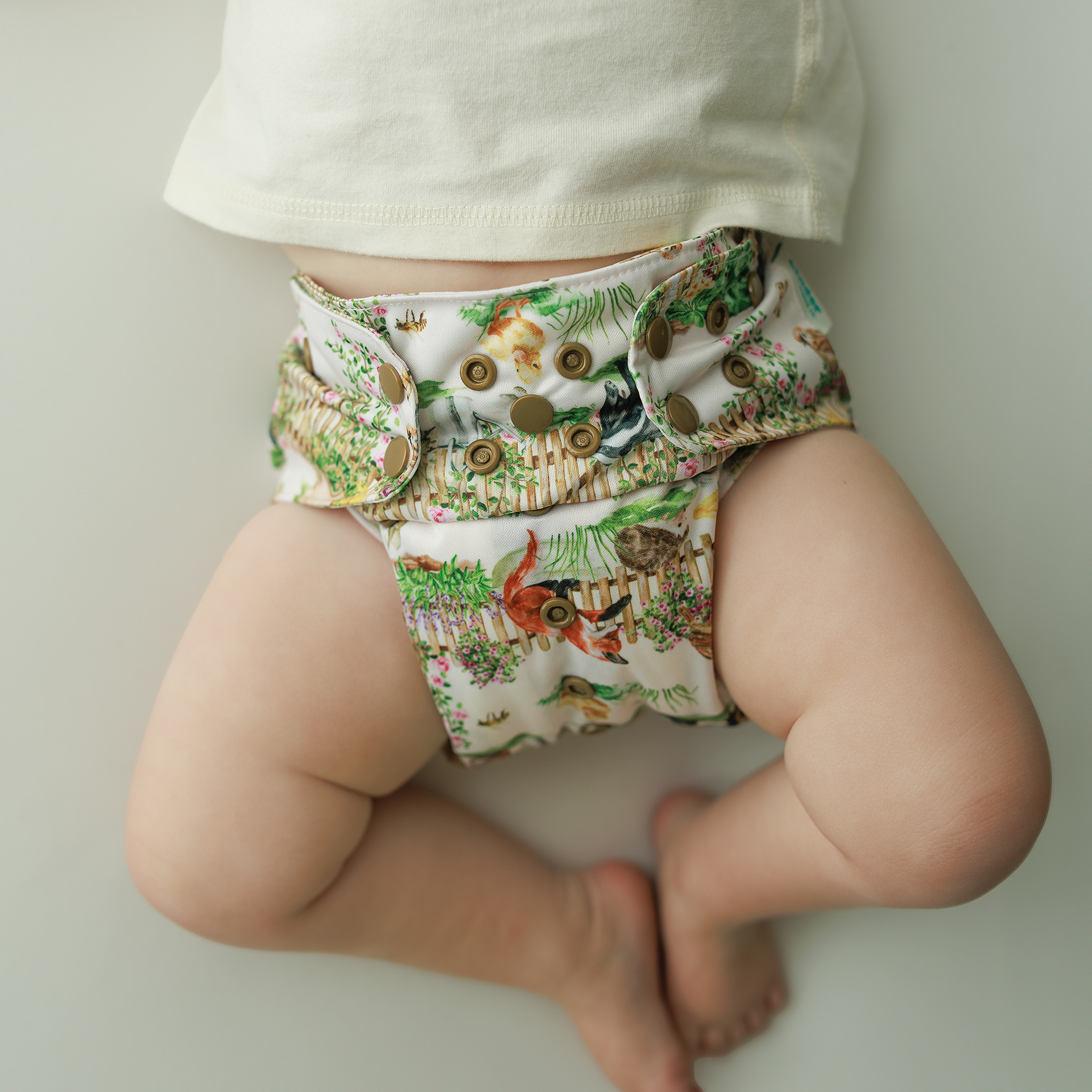 Animals and Insects: Essentials Pocket Cloth Diaper with Athletic Wicking Jersey, Grows with your Baby