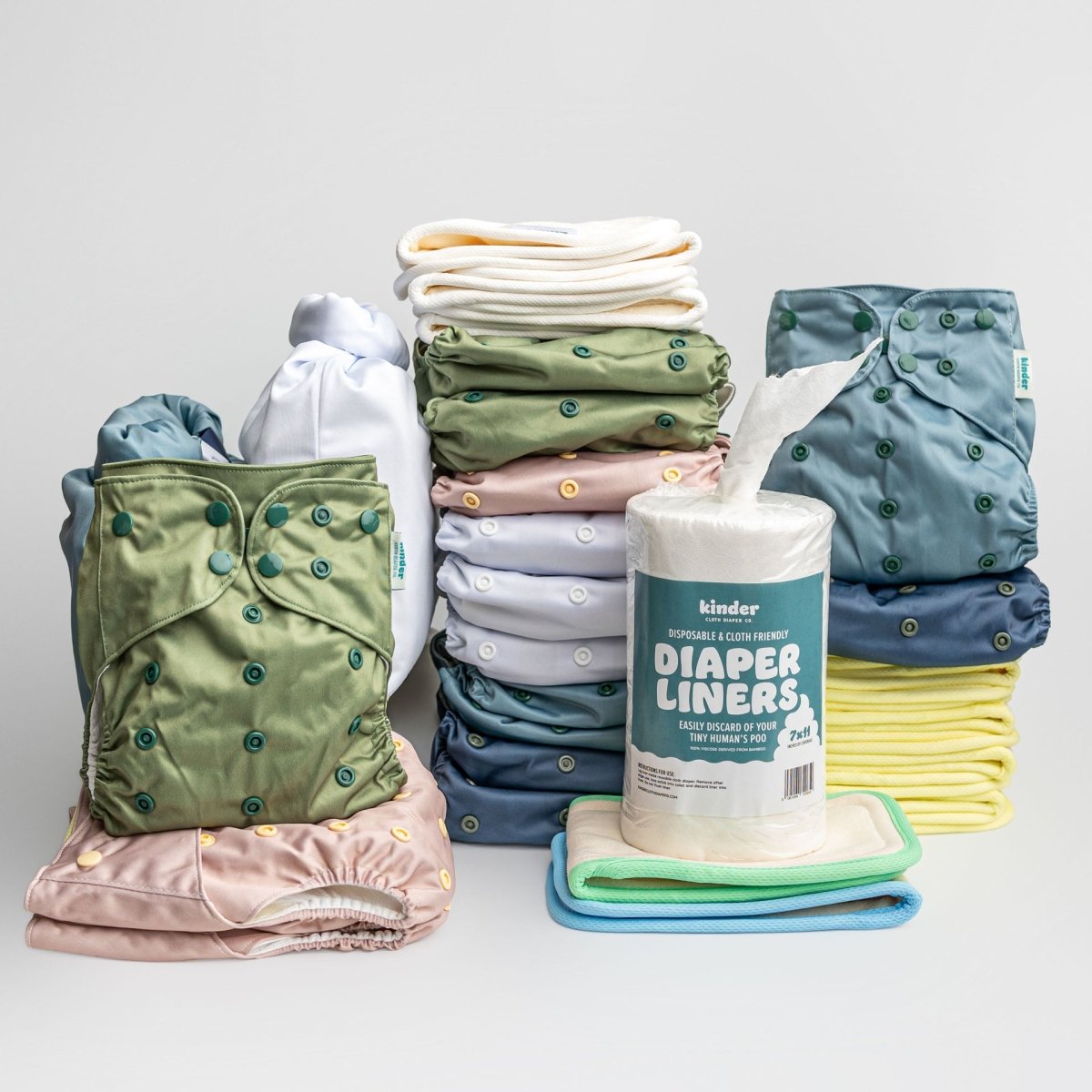 Solids - Gentle Earth - Modern - Cloth - Diapers - New Parent Starter Bundle - Kinder Cloth Diaper Co. - Pittsburgh - Based - Small - Business - Woman - Owned