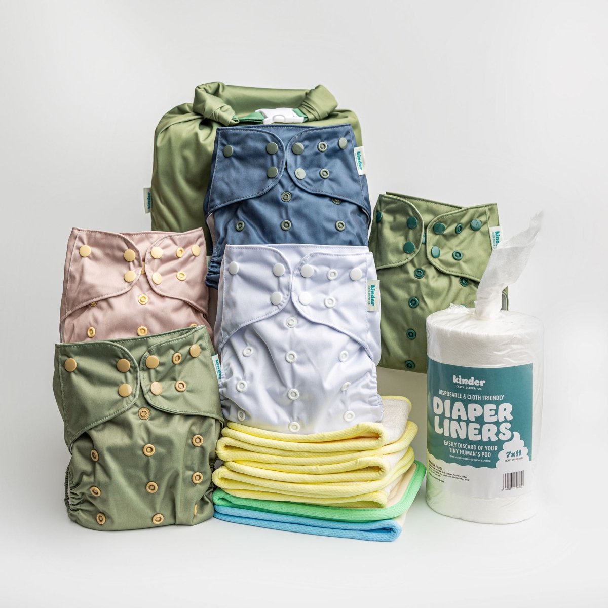 Solids - Gentle Earth - Modern - Cloth - Diapers - New Parent Starter Bundle - Kinder Cloth Diaper Co. - Pittsburgh - Based - Small - Business - Woman - Owned