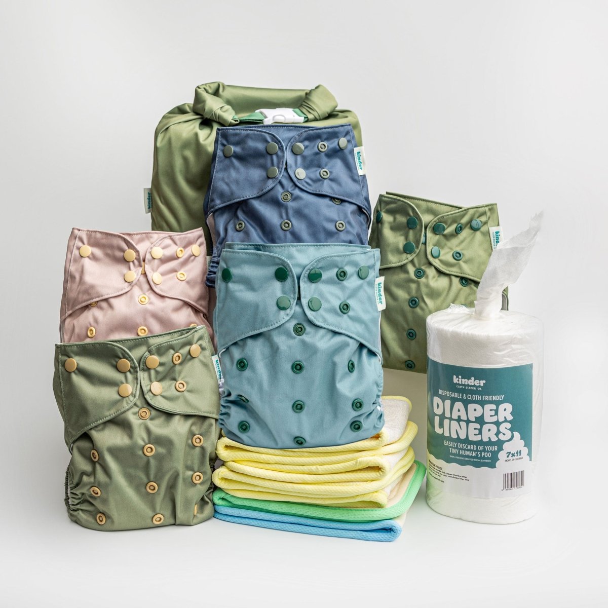 Solids - Gentle Earth - Modern - Cloth - Diapers - New Parent Starter Bundle - Kinder Cloth Diaper Co. - Pittsburgh - Based - Small - Business - Woman - Owned