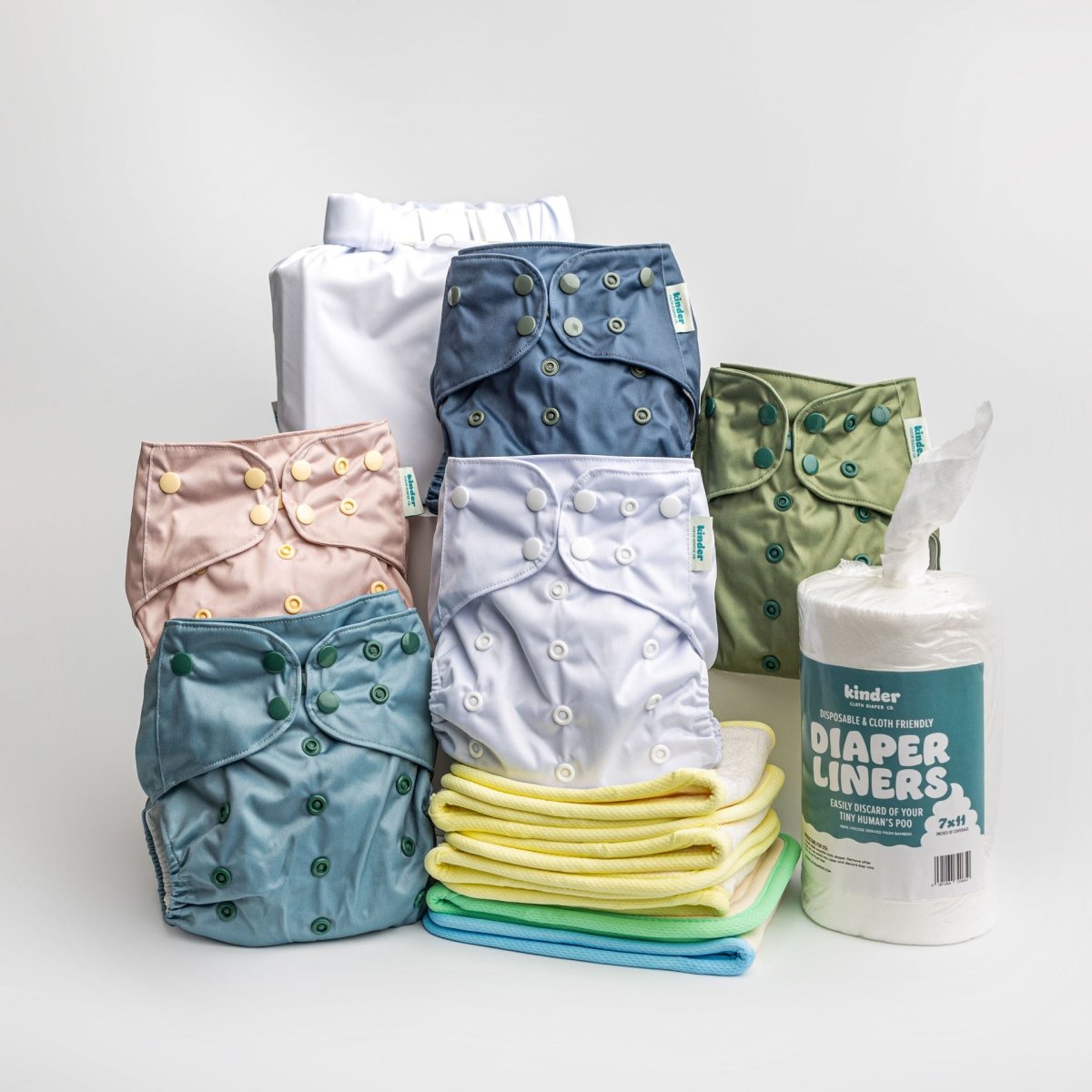 Solids - Gentle Earth - Modern - Cloth - Diapers - New Parent Starter Bundle - Kinder Cloth Diaper Co. - Pittsburgh - Based - Small - Business - Woman - Owned