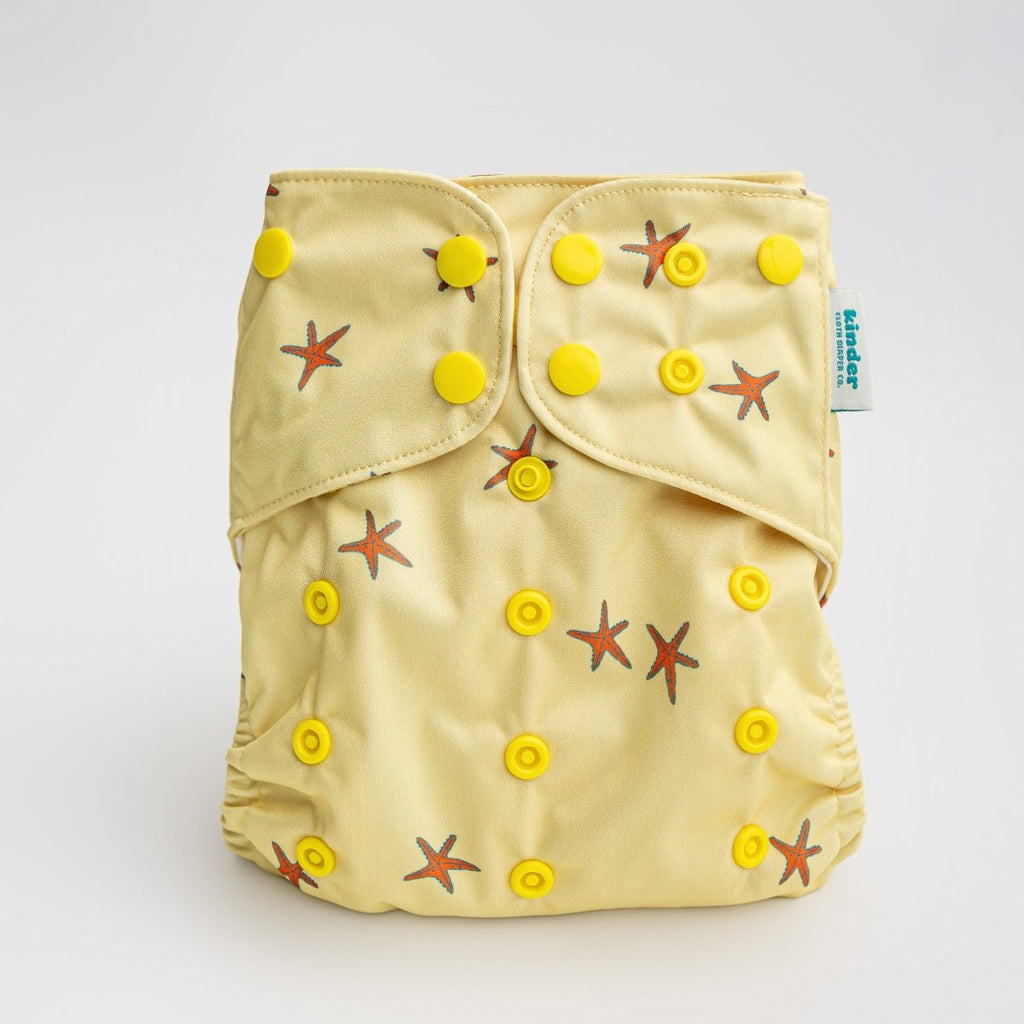 Starfish Soiree - Modern - Cloth - Diapers - Pocket Diaper - Kinder Cloth Diaper Co. - Pittsburgh - Based - Small - Business - Woman - Owned