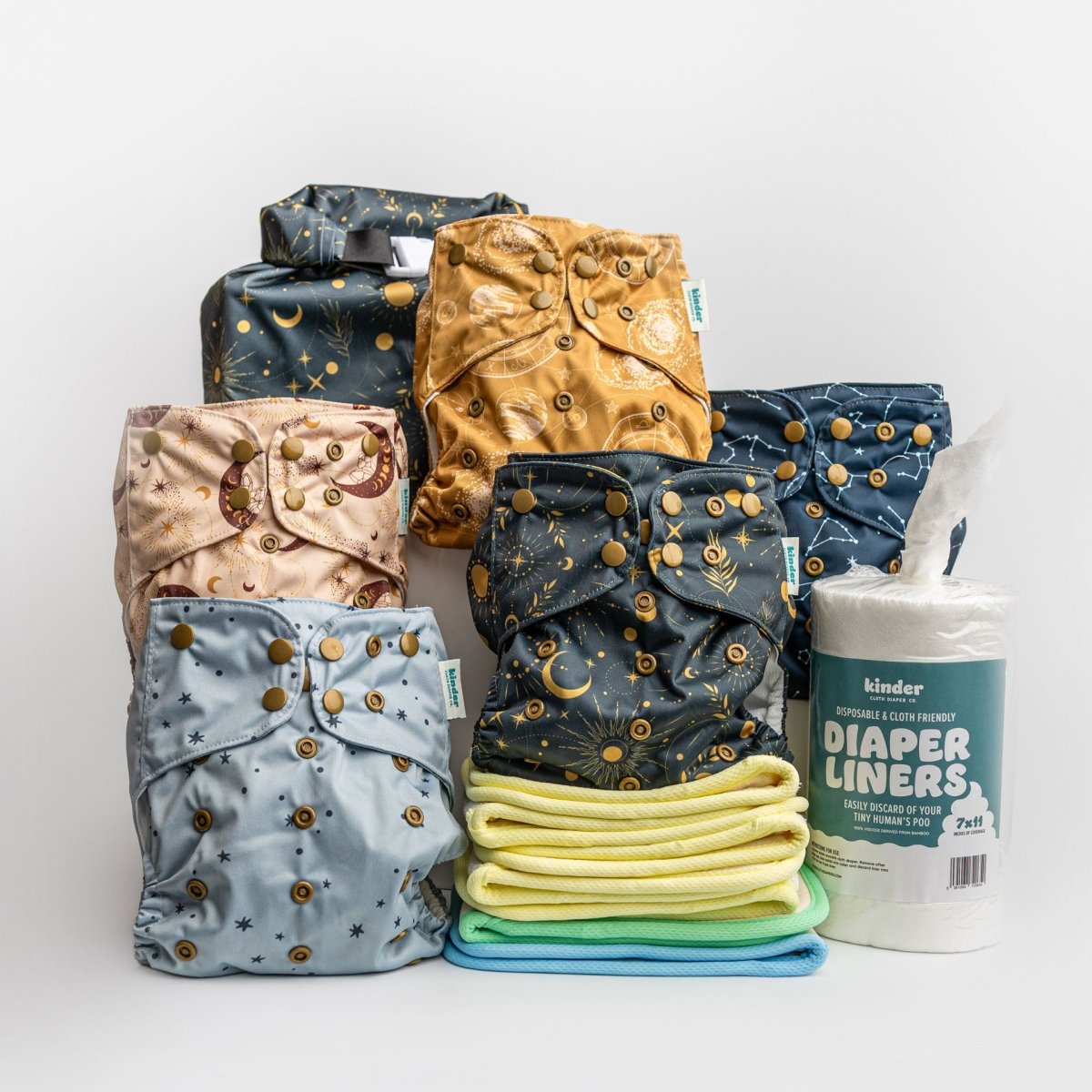 Starlight Skies - Modern - Cloth - Diapers - New Parent Starter Bundle - Kinder Cloth Diaper Co. - Pittsburgh - Based - Small - Business - Woman - Owned