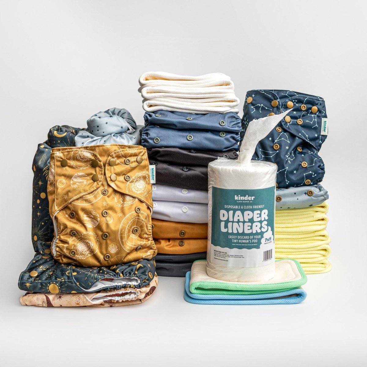 Starlight Skies - Modern - Cloth - Diapers - New Parent Starter Bundle - Kinder Cloth Diaper Co. - Pittsburgh - Based - Small - Business - Woman - Owned