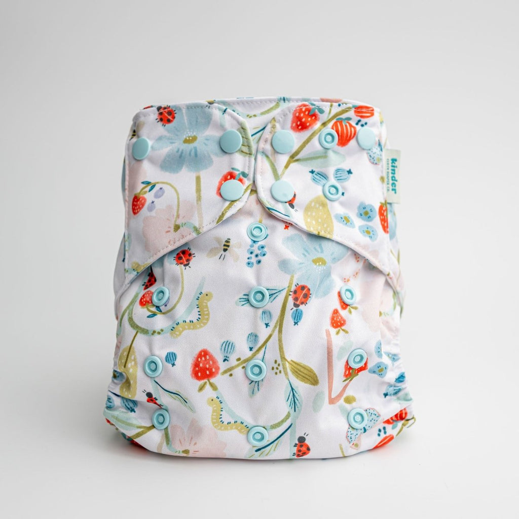 Strawberry Meadow - Modern - Cloth - Diapers - Pocket Diaper - Kinder Cloth Diaper Co. - Pittsburgh - Based - Small - Business - Woman - Owned