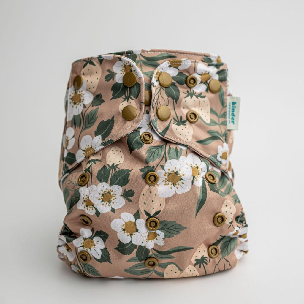 Strawberry Meadow - Modern - Cloth - Diapers - Pocket Diaper - Kinder Cloth Diaper Co. - Pittsburgh - Based - Small - Business - Woman - Owned
