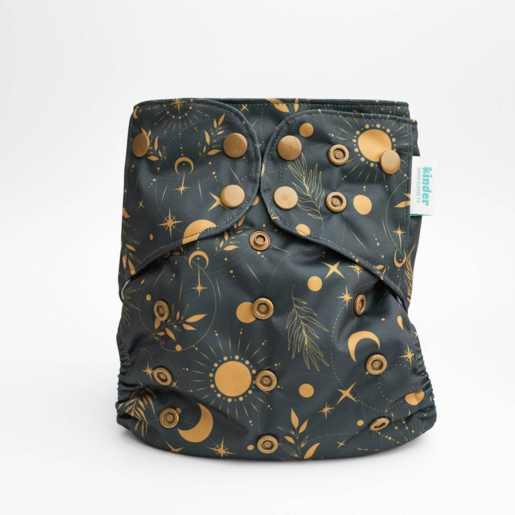 Space and Sky: Essentials Pocket Cloth Diaper with Athletic Wicking Jersey, Grows with your Baby - Kinder Cloth Diaper Co. - 26 - 04 - 05 - modern reusable cloth diapers and more for birth to potty training - Pittsburgh Based Small Business