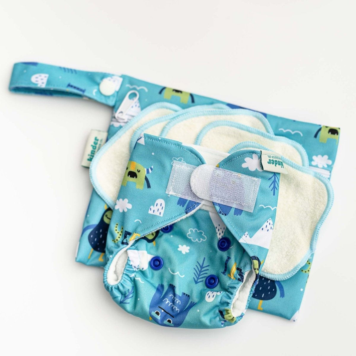 Reusable Doll Toy Diaper Set with 5 Mini Reusable Baby Wipes - Kinder Cloth Diaper Co. - 23 - 05 - 03 - modern reusable cloth diapers and more for birth to potty training - Pittsburgh Based Small Business