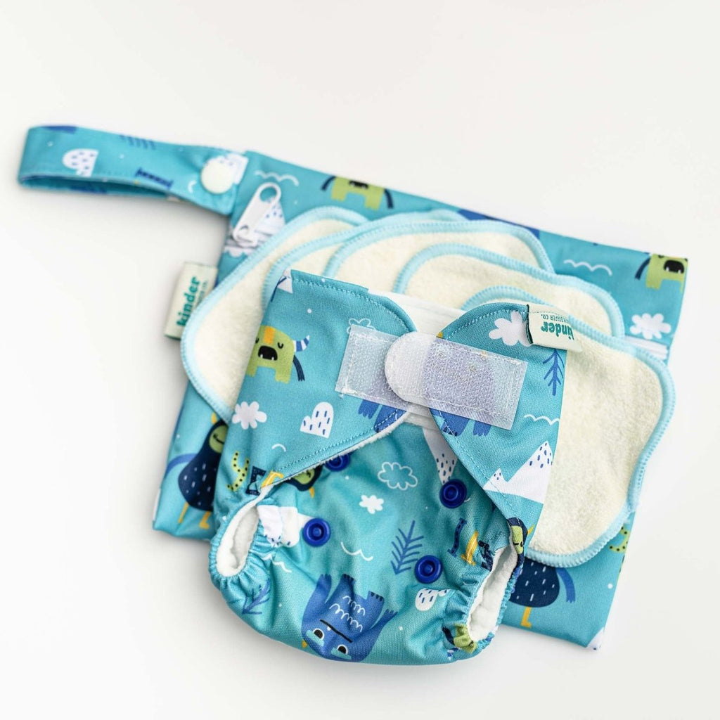 Reusable Doll Toy Diaper Set with 5 Mini Reusable Baby Wipes - Kinder Cloth Diaper Co. - 23 - 05 - 03 - modern reusable cloth diapers and more for birth to potty training - Pittsburgh Based Small Business